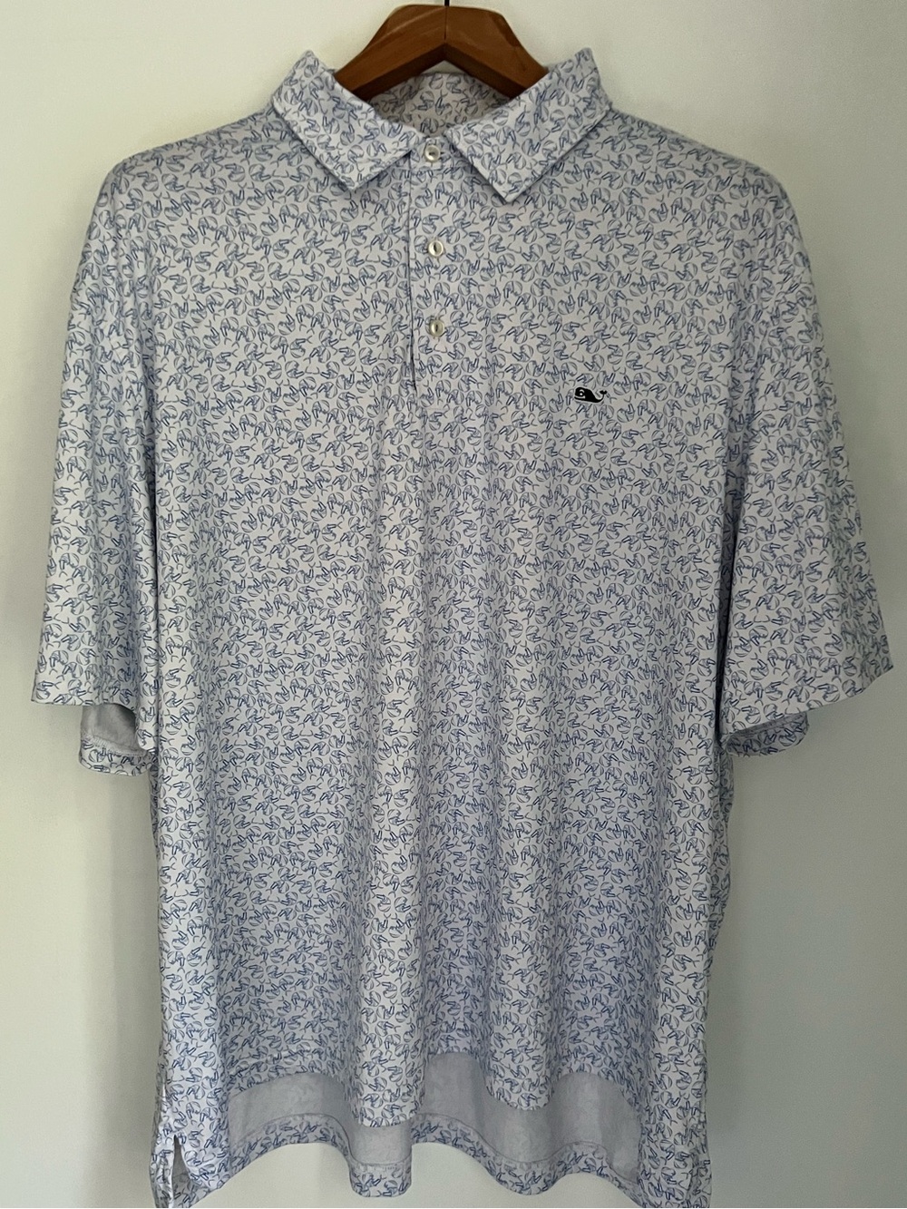 Vineyard Vines OTG Sankaty Polo 3XB Blue Shrimp Print Performance